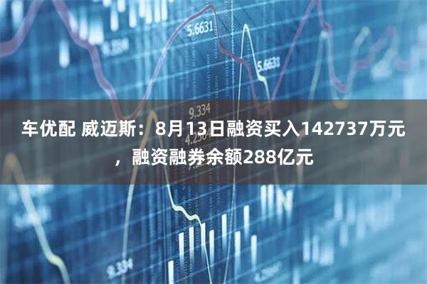 车优配 威迈斯：8月13日融资买入142737万元，融资融券余额288亿元