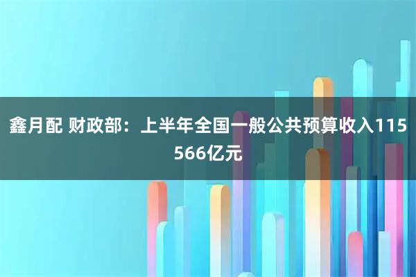 鑫月配 财政部:上半年全国一般公共预算收入115566亿元